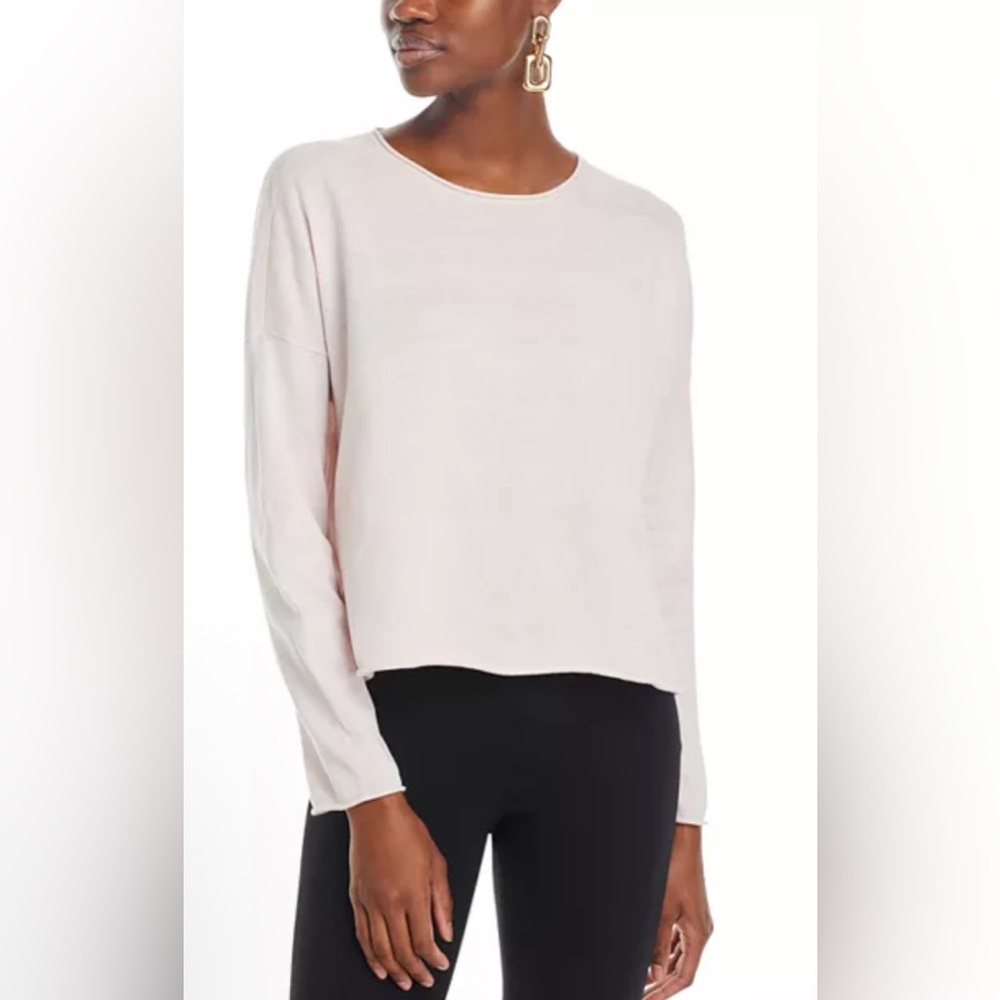 Eileen Fisher Light Pink Long Sleeve Crewneck Top
